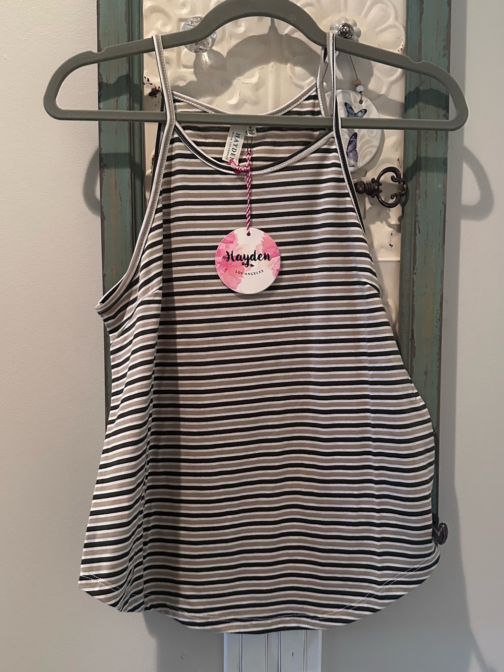 Hayden Los Angeles NWT Striped High Neck Tank Top Size Medium